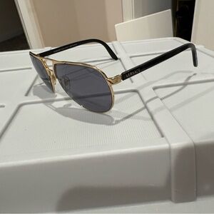 Versace Men's Sunglasses with Gold Frame and Black Temples